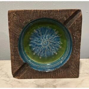 Bitossi Aldo Londi Rosenthal Netter Ashtray Incense Sage Holder Blue Green Italy